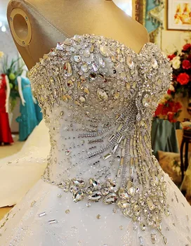 Rhinestones Luksus Bryllup Kjoler Royal Vestidos de Noiva Plus Size Blonder Bruden Kjole 2018 Bue Bolden Kjole brudekjoler Gothic