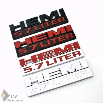 Rhino Tuning Hemi 5.7 Liter Auto Logo Badge Nye Matt Black / Chrome Til RAM 1500 2500 3500 Oplader Udfordrer 20402