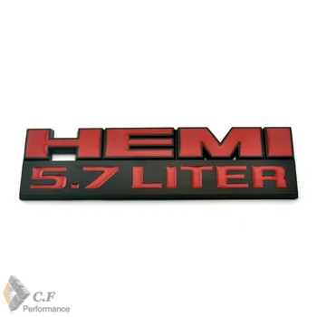 Rhino Tuning Hemi 5.7 Liter Auto Logo Badge Nye Matt Black / Chrome Til RAM 1500 2500 3500 Oplader Udfordrer 20402
