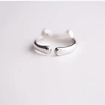 Rigtig Ren 925 Sterling Sølv, Med Søde Kat Totoro Åben Ring I Sølv Smykker Ringe Til Kvinder