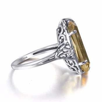 Rigtig Ren Ægte Massiv 925 Sterling Sølv Ring Fine Smykker til Kvinder koreansk Mode Gul CZ Elsker Blade Luksus Smykker