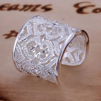 Ring i Sølv Forgyldt Ring i Sølv Mode Smykker Ring Multi-runde Smykker Engros-Gratis Fragt qywu LR106