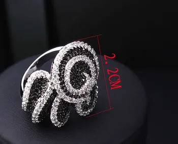 Ringe til kvinder sort & hvid kobber Ring cubic zircon mode smykker Gratis forsendelse i fuld størrelse 5, 6, 7, 8, 9, 10