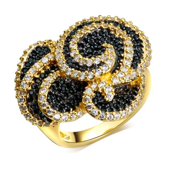 Ringe til kvinder sort & hvid kobber Ring cubic zircon mode smykker Gratis forsendelse i fuld størrelse 5, 6, 7, 8, 9, 10