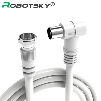 Robotsky TV-Antenne, Kabel-9,5 mm 90gr han til F-type Mand Coaxial-TV, Satellit-AV-kabel til HDTV Set-top boks