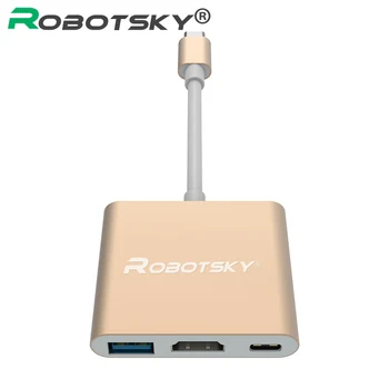 Robotsky Type C til HDMI Konverter USB 3.1 usb-c-HUB Adapter Type-C Extender 1080P til Macbook 12