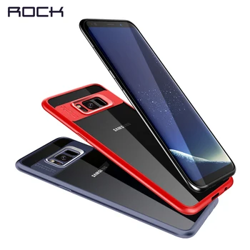 Rock-Slim taske til Samsung Galaxy s8 plus, Gennemsigtig sag PC + TPU Silikone sort rød Dække Coque for Galaxy s8 Sag