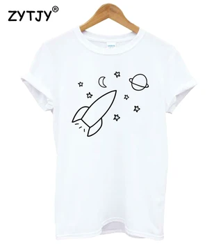 Rocket stjerner plads planet Print Kvinder tshirt Bomuld Casual Sjove t-shirt Dame-Pige Top Hipster Tee Tumblr Drop Skib Z-1129