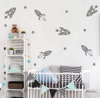 Rocket Stjerner stil Art wall Stickers til børneværelset drenge soveværelse vægoverføringsbilleder DIY vinyltapet vinilos parede Vægmaleri A692