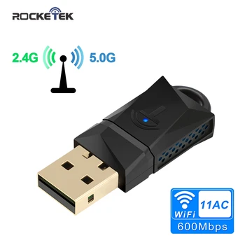 Rocketek 600Mbps USB WiFi Dongle Adapter, Dual Band USB Wireless Network lan-Kort til PC Desktop, Laptop, Tablet, 802.11 a/g/n/ac