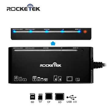 Rocketek Alle-i-1 memory stick pro duo Kortlæser USB 3.0-7 Slots læs 5 kort Samtidigt for cf/xd/sd/sdhc/sdxc/micro sd