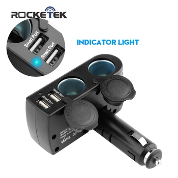 Rocketek bil oplader Smart IC 3.1 Dual USB mobiltelefon Oplader Adapter 2 Socket Bilens Cigarettænder Splitter bil-oplader