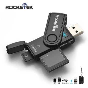 Rocketek læs 2 kort Samtidigt USB 3.0 Kortlæser 2 Slots med Android-OTG-adapteren til SD/mikro SD/TF/microsd