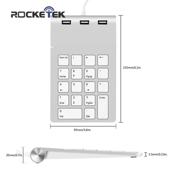 Rocketek USB-Numeriske Tastatur 18 Taster Mini USB 2.0 Hubs for Digital Tastatur i Ultra Slanke Antallet Pad Beregne Bærbare PC