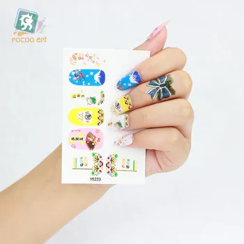 Rocooart Y5220-5235 Manicure, Udsmykning Decal Selvklæbende Nail Art Stickers Farverige Sommerfugl Skak Jul Design Nail Wrap Mærkat