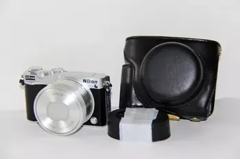 Rofessional hylstre Læder kamerataske Taske til Nikon 1 J5, 1J5 10-30mm linse af Høj Kvalitet PU Læder taske Med Rem