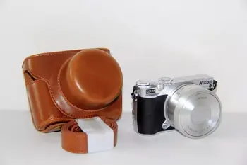 Rofessional hylstre Læder kamerataske Taske til Nikon 1 J5, 1J5 10-30mm linse af Høj Kvalitet PU Læder taske Med Rem