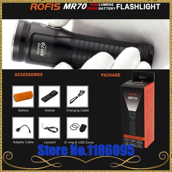Rofis MR70 XHP70.2 CW / XP-G2 NW LED 3500lm Genopladelig Lommelygte stråle smide 248m udendørs fakkel + 26650 5500mAh batteri