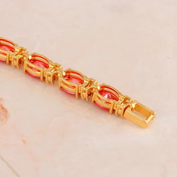 ROLILASON Royal Rød Granat Design Gold Tone Venskab Armbånd til Kvinder, Fest, Gave, Mode Smykker TB1102