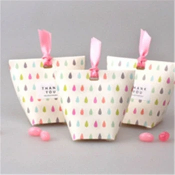 Romantisk Hvid Pink gavepose Elegant Luksus Bryllup Dekoration Bånd TAK Party Event Leverer Gæst Papir, Candy Box