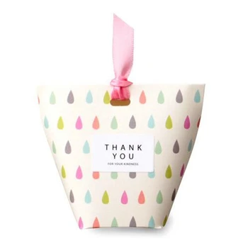 Romantisk Hvid Pink gavepose Elegant Luksus Bryllup Dekoration Bånd TAK Party Event Leverer Gæst Papir, Candy Box
