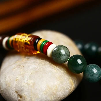 Romantiske Smykker&8mm Naturlige Onyx Sten Armbånd seks Buddhistiske Mantra armbånd-perle armbånd Engros