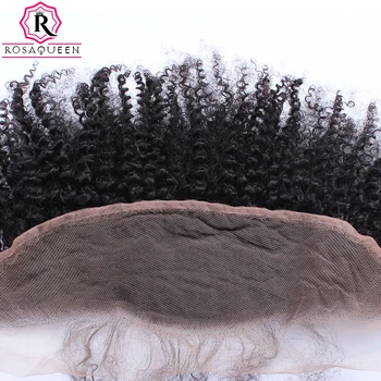 Rosa Queen 13x4 Blonder Frontal Lukning Med Baby Hair mongolsk Afro Kinky Curly Remy Hair Naturlig Sort menneskehår