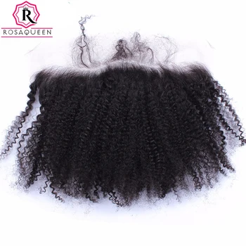 Rosa Queen 13x4 Blonder Frontal Lukning Med Baby Hair mongolsk Afro Kinky Curly Remy Hair Naturlig Sort menneskehår