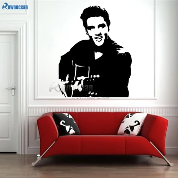 ROWNOCEAN Elvis Presley Spille Guitar Hjem Decal Wall Sticker Rock Musik Stue Indretning Vinyl Væg Dekoration Tapet D566