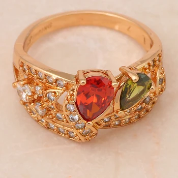 Royal design Factory Pris fashion smykker Farve Krystal guld tone Ringe Sund smykker JR1881USA størrelsen #6.5 #7.5