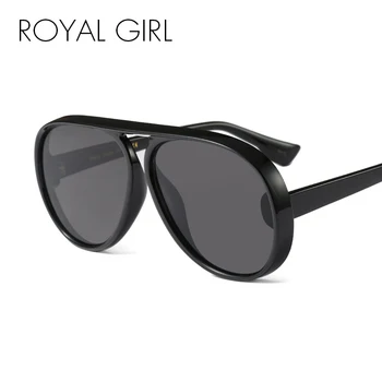 ROYAL GIRL Vintage Sort Flad Top Solbriller Mænd Kvinder 2018 Nye Overdimensionerede Pilot Høj Kvalitet Unisex solbriller Oculos ss070