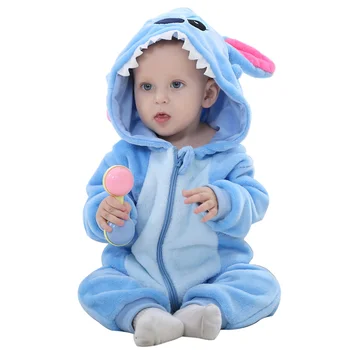 RUBU Baby Tøj 2018 Spædbarn Baby Sparkedragt Drenge Piger Buksedragt Nye født Bebe Tøj Hætteklædte Toddler Søde Stitch Baby Kostumer