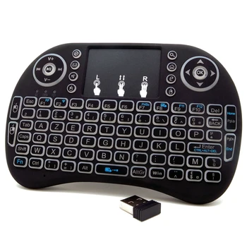 RUC,ES,FR 3 Farve Baggrundsbelysning Trådløse Tastatur Air Mouse Med Touchpad, Mus Combo Genopladeligt Batteri til Android Smart-TV til PC
