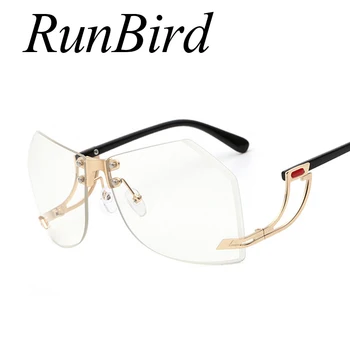 Runbird Unikke Overdimensionerede Solbriller Kvinder Rimlesss Brand Designer Elegant Dame Kvindelige Oprindelige Designer Gradient Briller 765R