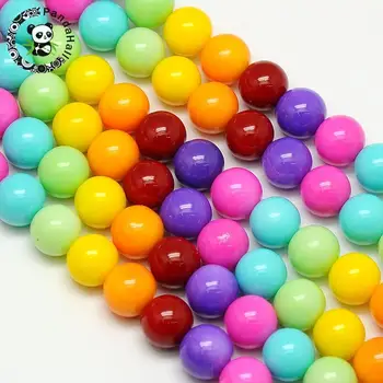 Runde Bagning Maling, Glas Perler, Tråd, der er Farvet, Blandet Farve, 10mm, Hul: 0.7~1.1 mm