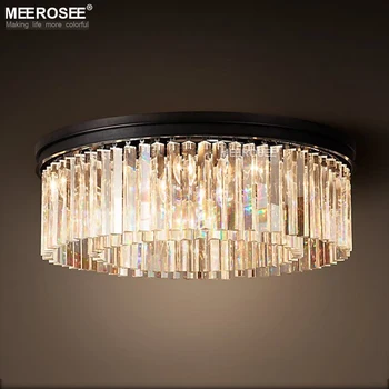 Runde Form krystallysekrone, Glansmetalpræparater Armaturer Hængende Lys til Restaurant Crystal Amerikansk Stil Lampe