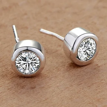 Runde lyse zircon høj kvalitet, gratis forsendelse Sølv Øreringe til kvinder mode smykker øreringe /MMTJEKZN UHTFVWJD