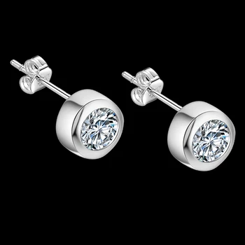 Runde lyse zircon høj kvalitet, gratis forsendelse Sølv Øreringe til kvinder mode smykker øreringe /MMTJEKZN UHTFVWJD