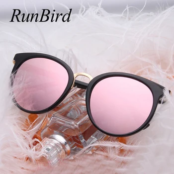 Runde Overdimensionerede Stilfulde Kvindelige Brand Designer Pink Spejl Cat Eye Solbriller Kvinder Part Årgang Dame solbriller 1183R