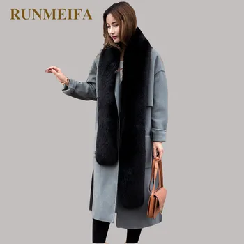RUNMEIFA Solid Farve Fox Fur Vinter-Tørklæde Kvinder Nye mode Ædle Ræv Pels Krave, Tørklæde Sjal Wraps Syning 2018 Tørklæde