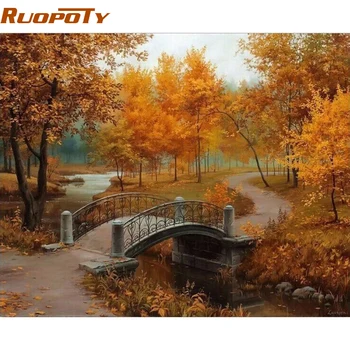 RUOPOTY Efteråret Landskab DIY-Maleri Af Numre Væg Kunst, Dekoration Håndmalet Oil Painting Til Indretning Kunst 40 × 50cm
