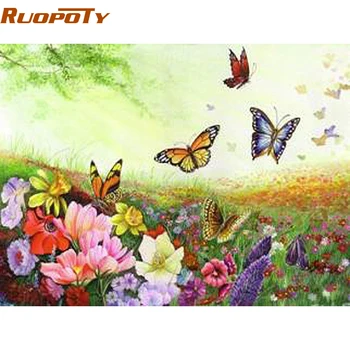 RUOPOTY Romantisk Butterfly DIY-Maleri Af Numebrs Kits Akryl Maling På Lærred Hjem Væg Kunst Billede For Værelse Dekoration 40X50
