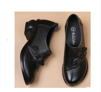 RUSHIMAN Forår, Efterår Mode Loafers Ægte Læder Enkelt Sko Blød Afslappet Flade Sko Kvinder Lejligheder mor sko