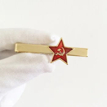 Rusland Røde Stjerne Med Hammer Og Segl-Logo Slipsenåle Kommunismen Sovjetunionen Sovjetunionen Tie Bar Kolde Krig Souvenir-Metal Craft