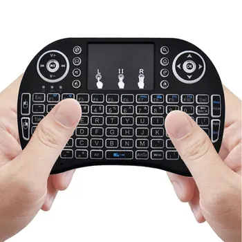 Russisk Mini Wireless Keyboard 3 farver baggrundsbelyst 2,4 GHz engelsk Air Mouse Touchpad Fjernbetjeningen Til Android TV Box Tablet Pc