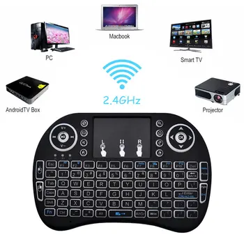 Russisk Mini Wireless Keyboard 3 farver baggrundsbelyst 2,4 GHz engelsk Air Mouse Touchpad Fjernbetjeningen Til Android TV Box Tablet Pc