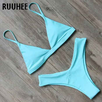 RUUHEE Solid Bikini Badetøj Kvinder Badedragt 2018 Bikini Sæt, Push Up, badetøj High Cut Badetøj Maillot De Bain 10 Farve