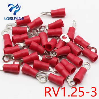 RV1.25-3 Rød Ring Isoleret Ledning Stik Elektrisk Crimp Terminal RV1.25-3 Kabel, Ledning, Stik 100PCS RV1-3 RV