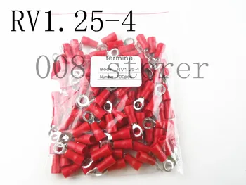 RV1.25-4 Rød Ring Isoleret Ledning Stik Elektrisk Crimp Terminal RV1.25-4-Kabel, Ledning, Stik 100PCS RV1-4 RV