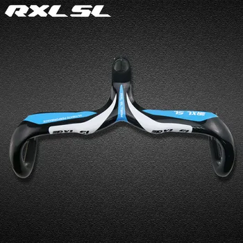 RXL SL Cykelstyr Carbon Road Styret 3k Ultralet Integreret Styr og Frempind Blå Carbon Hanadlebars